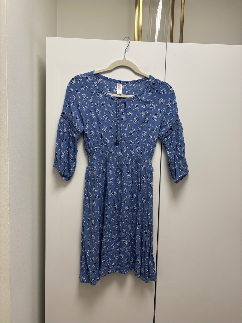 Justice Blue Floral Midi Dress with Button Detail